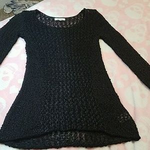 Comfortable black knitted see through top